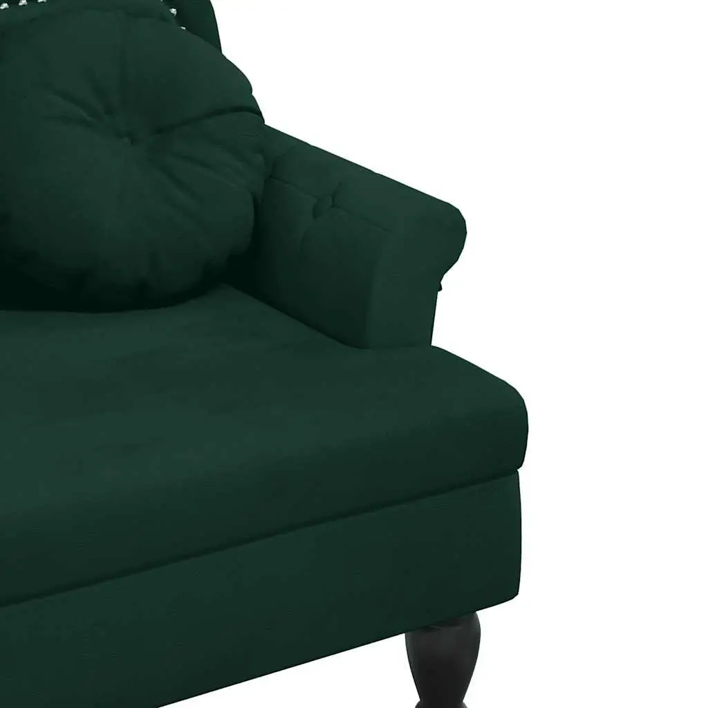 Dark Green Velvet Bench with Cushions