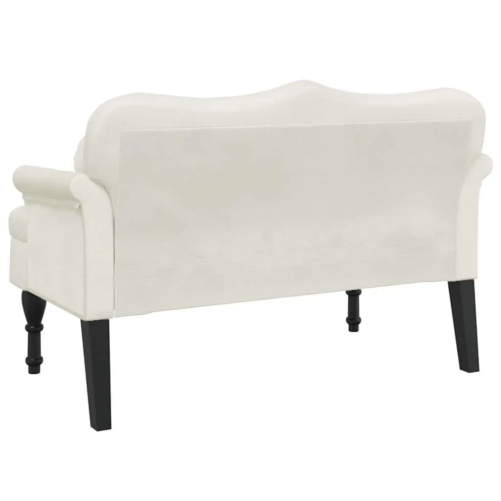 Cream Velvet Bench with Cushions and Backrest