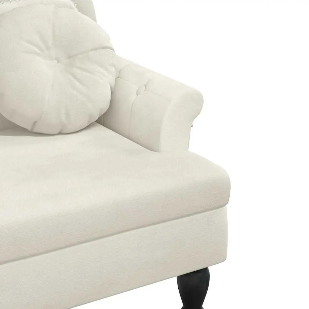 Cream Velvet Bench with Cushions and Backrest