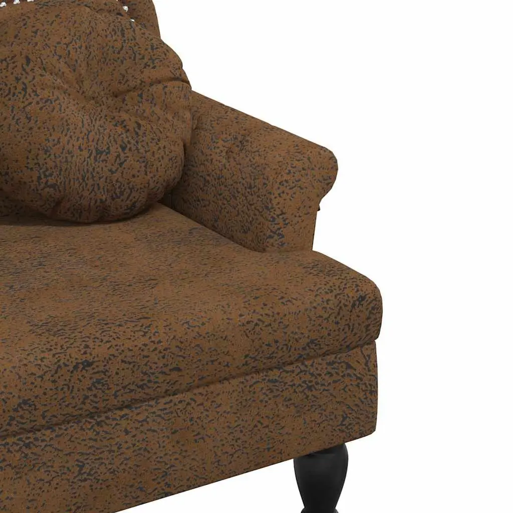 Bench Faux Suede Brown Upholstered Seat Backrest Armrests