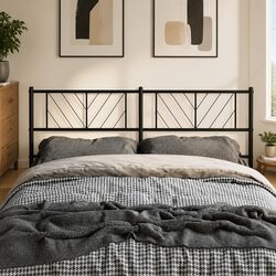 Durable Black Metal Headboard 135 cm for Modern Bedrooms