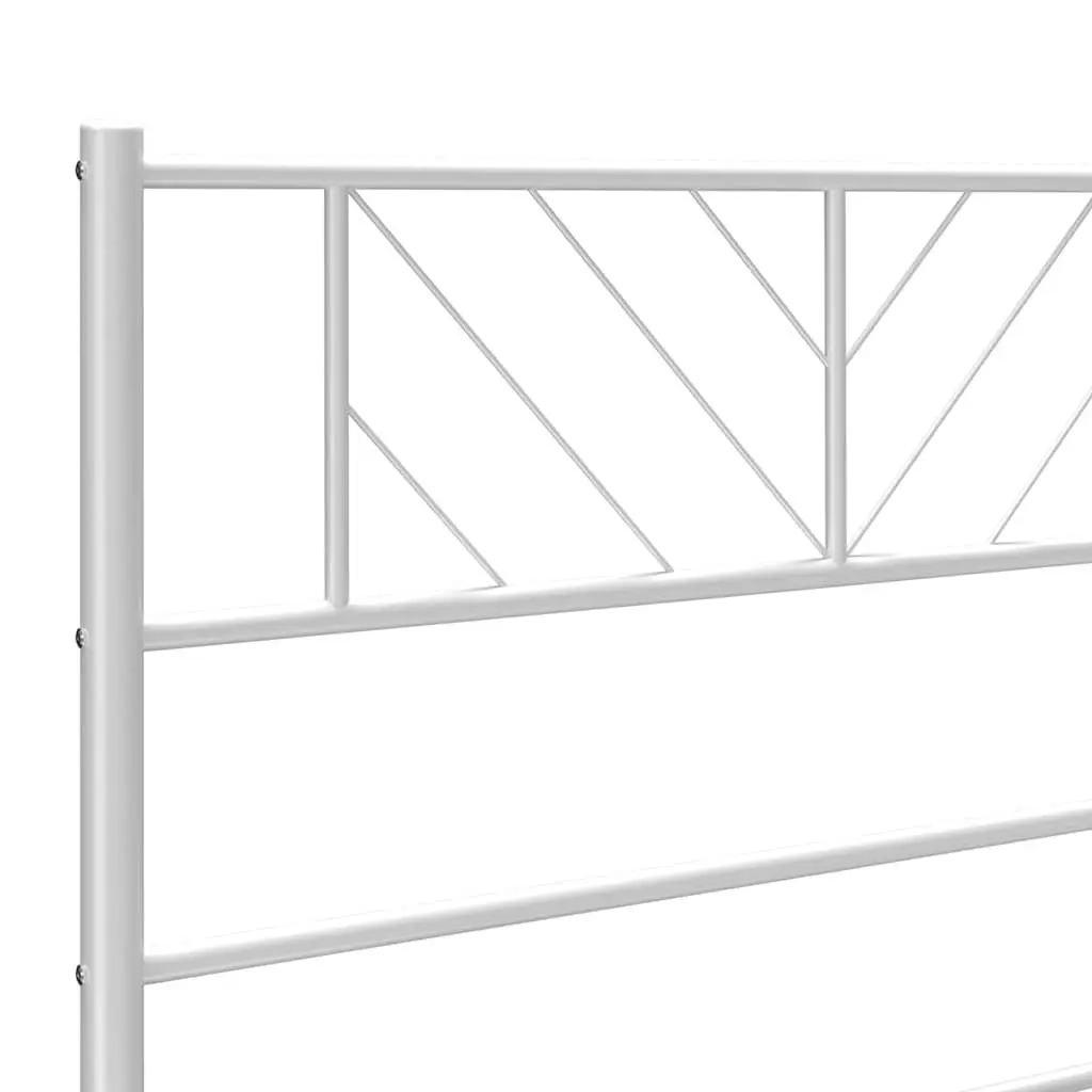 White Metal Bed Frame with Headboard, 135x190 cm