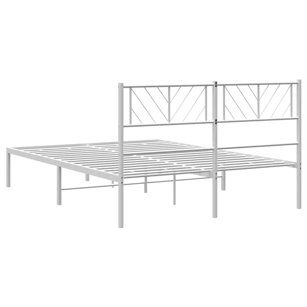 Metal Bed Frame Powder-coated Steel 150x200 cm White