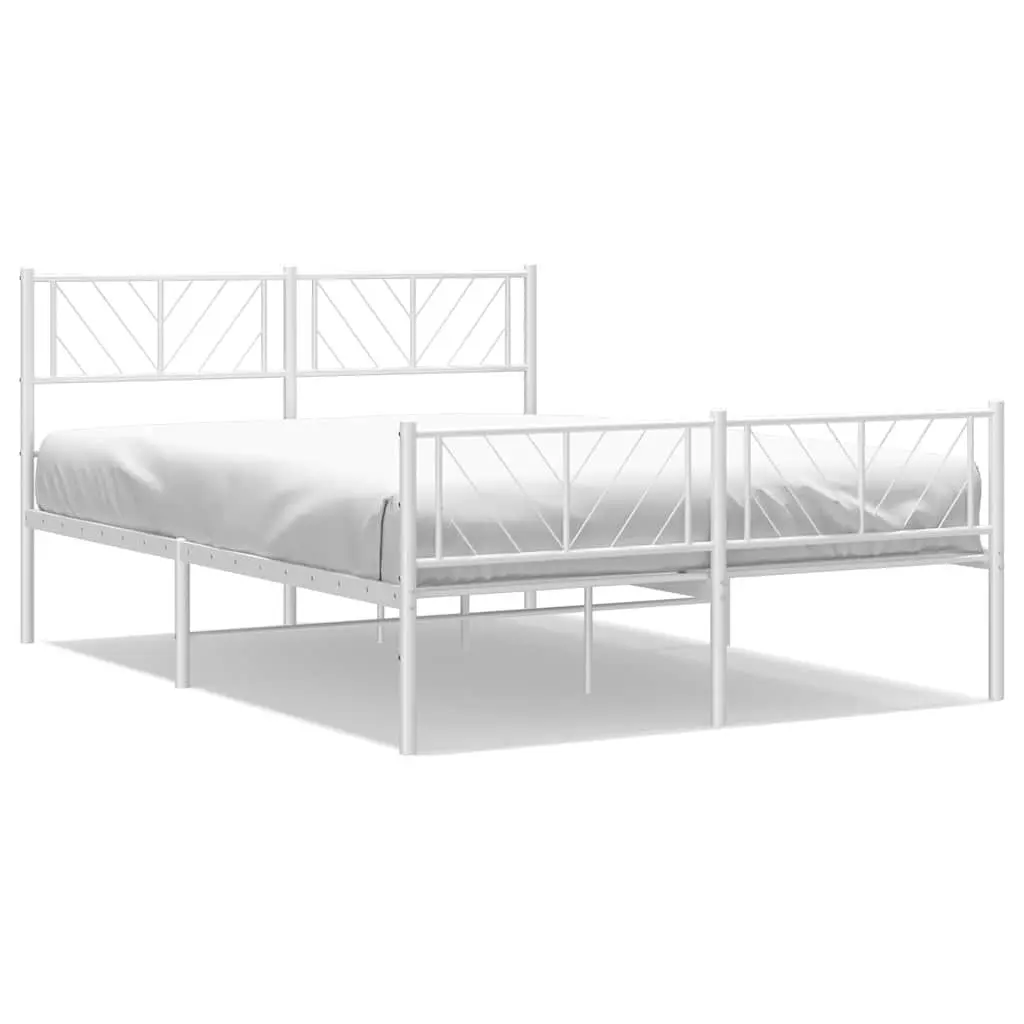 Metal Bed Frame Powder-coated Steel 150x200 cm White