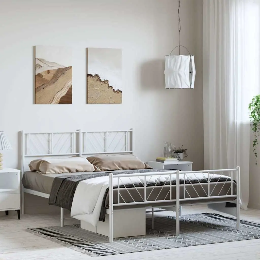 Metal Bed Frame Powder-coated Steel 150x200 cm White
