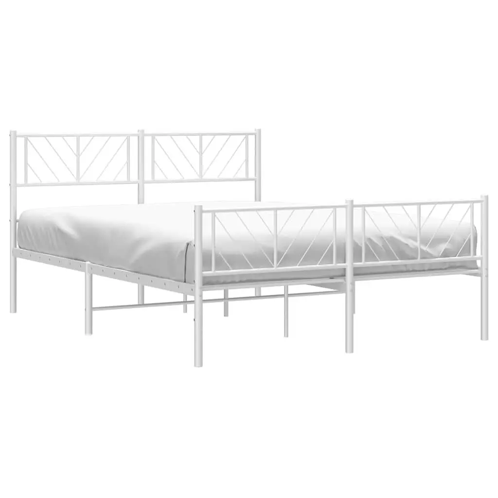 Metal Bed Frame Powder-coated Steel 150x200 cm White