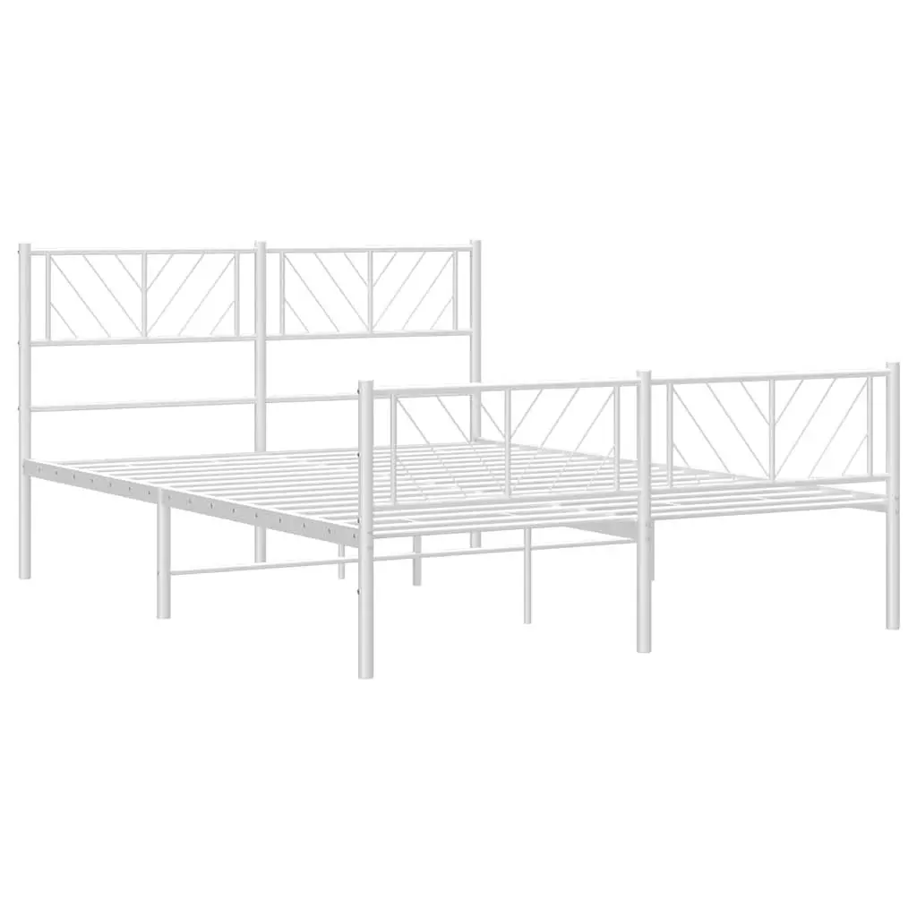 Metal Bed Frame Powder-coated Steel 150x200 cm White