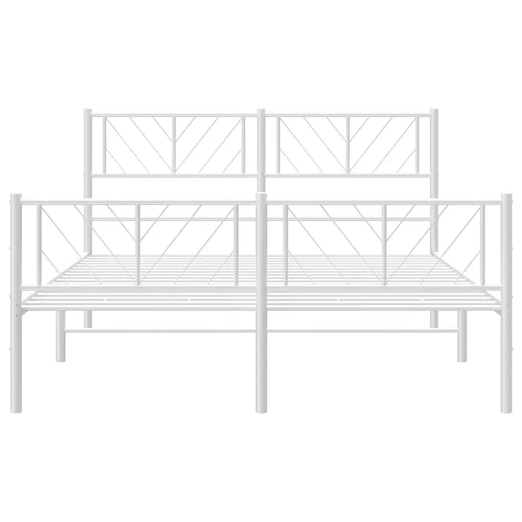 Metal Bed Frame Powder-coated Steel 150x200 cm White