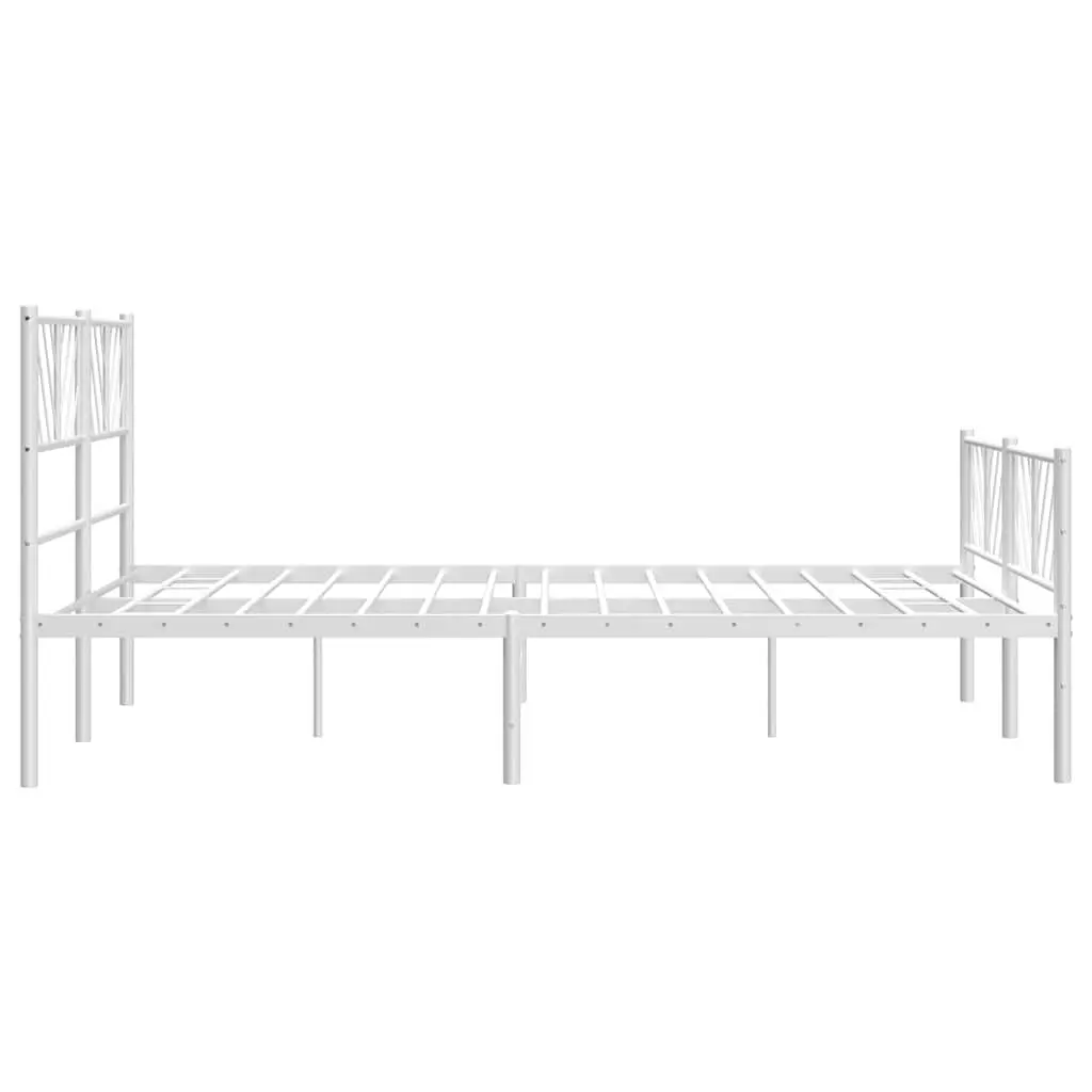 Metal Bed Frame Powder-coated Steel 150x200 cm White
