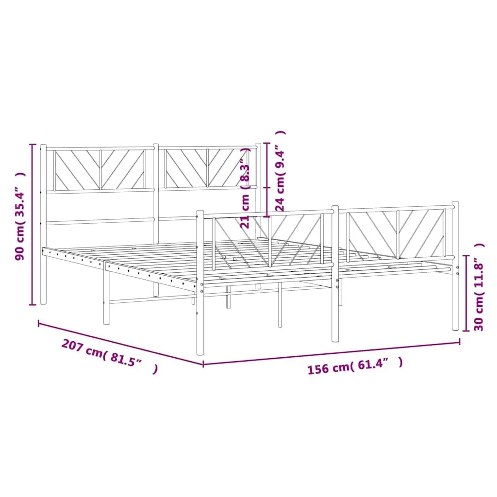 Metal Bed Frame Powder-coated Steel 150x200 cm White