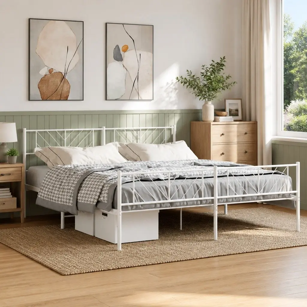 King Metal Bed Frame 183x203cm with Footboard
