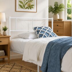Durable White Metal Headboard 90cm for Beds