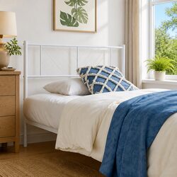 Sturdy White Metal Headboard 107 cm with Steel Frame