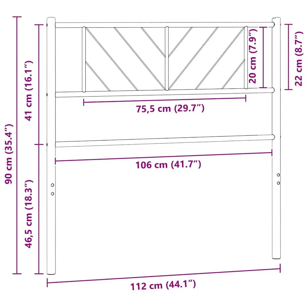 Metal Headboard Powder-Coated Steel 107 cm White