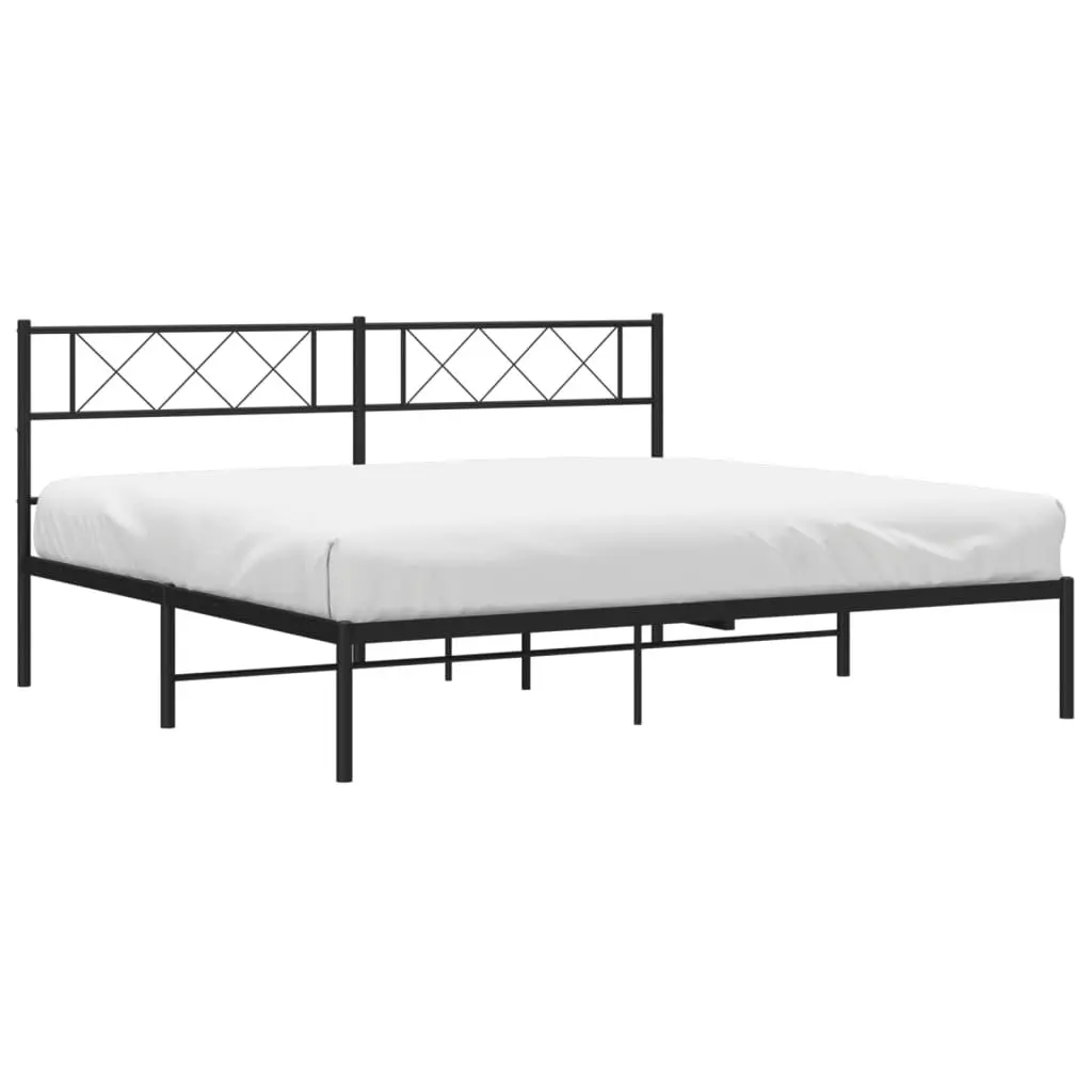 Black Metal Bed Frame with Headboard for King Size