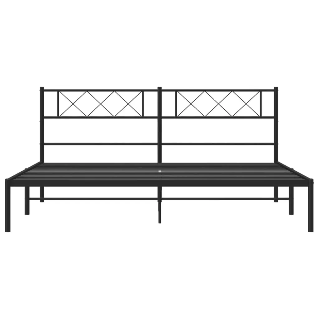 Black Metal Bed Frame with Headboard for King Size