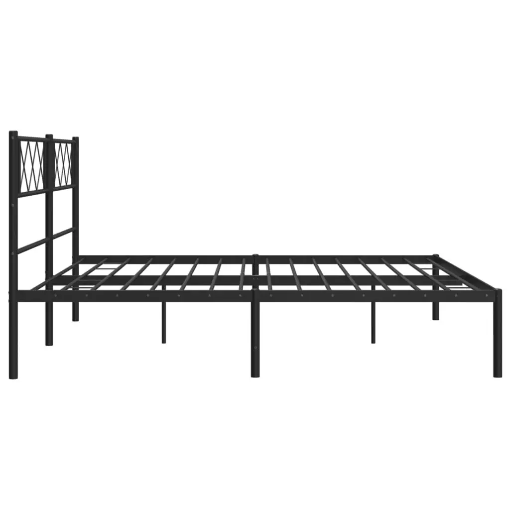 Black Metal Bed Frame with Headboard for King Size