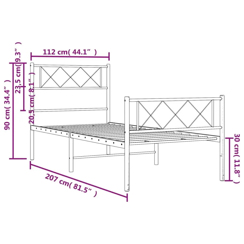 Black Metal King Single Bed Frame 107x203cm