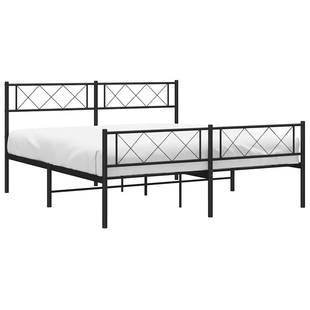 Metal Bed Frame Powder-coated Steel 135x190cm Black
