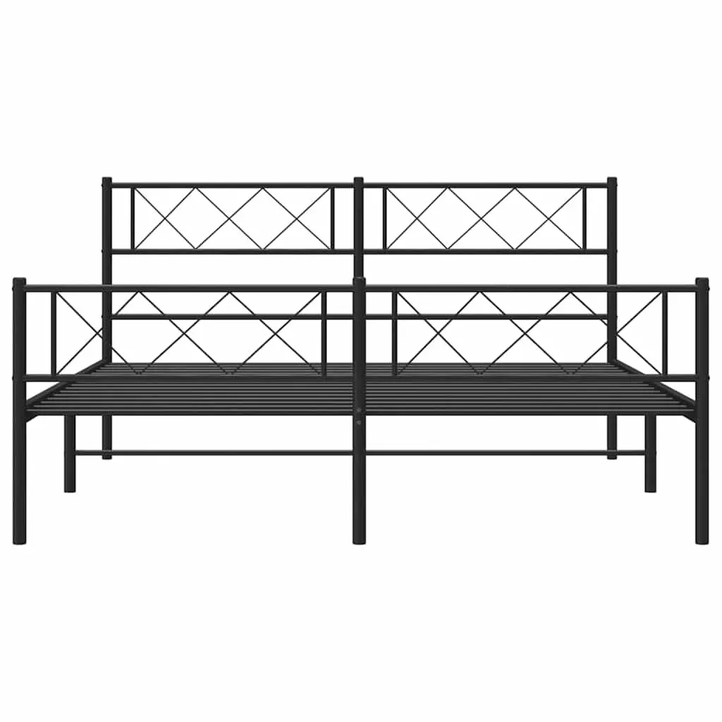 Metal Bed Frame Powder-coated Steel 135x190cm Black