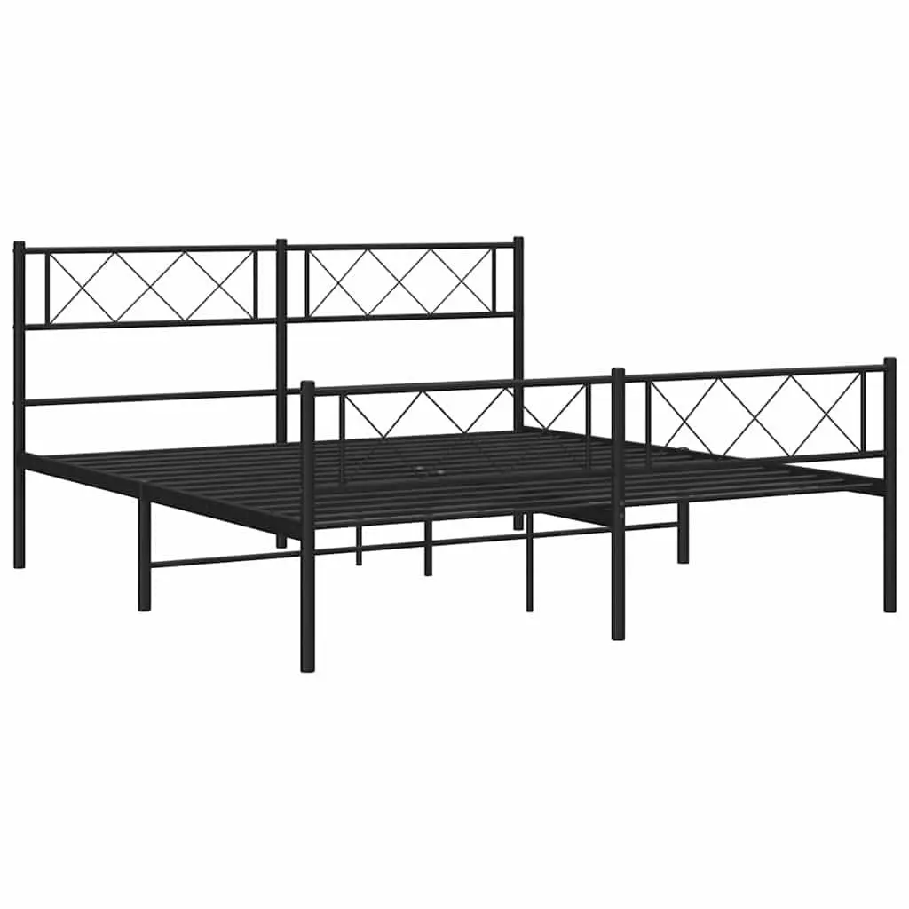 Metal Bed Frame Powder-coated Steel 135x190cm Black