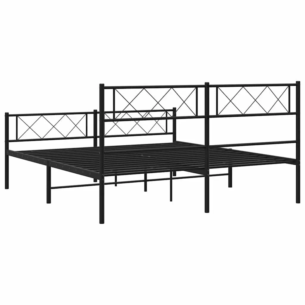 Metal Bed Frame Powder-coated Steel 135x190cm Black