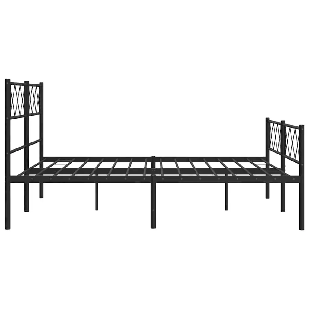 Metal Bed Frame Powder-coated Steel 135x190cm Black