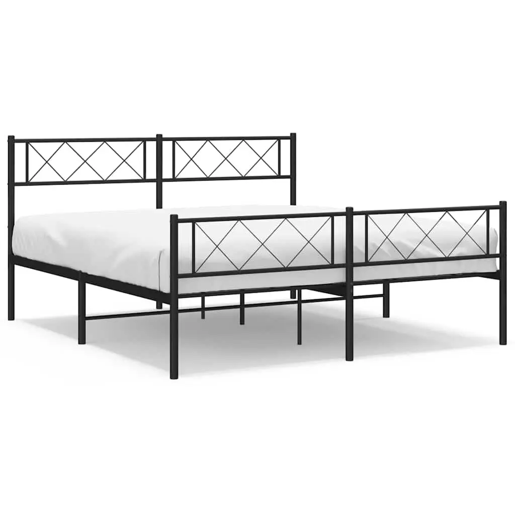 Metal Bed Frame Powder-coated Steel 150x200cm Black