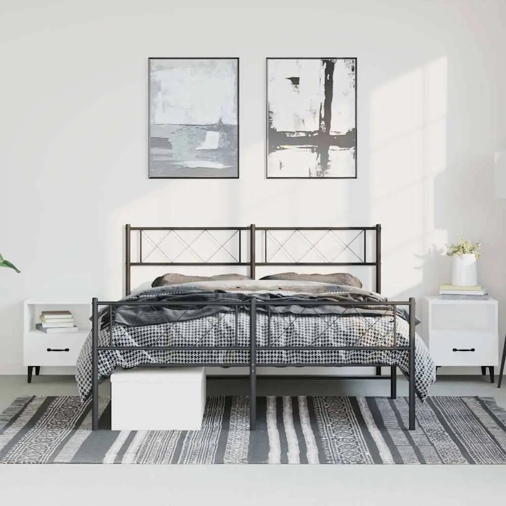 Metal Bed Frame Powder-coated Steel 150x200cm Black
