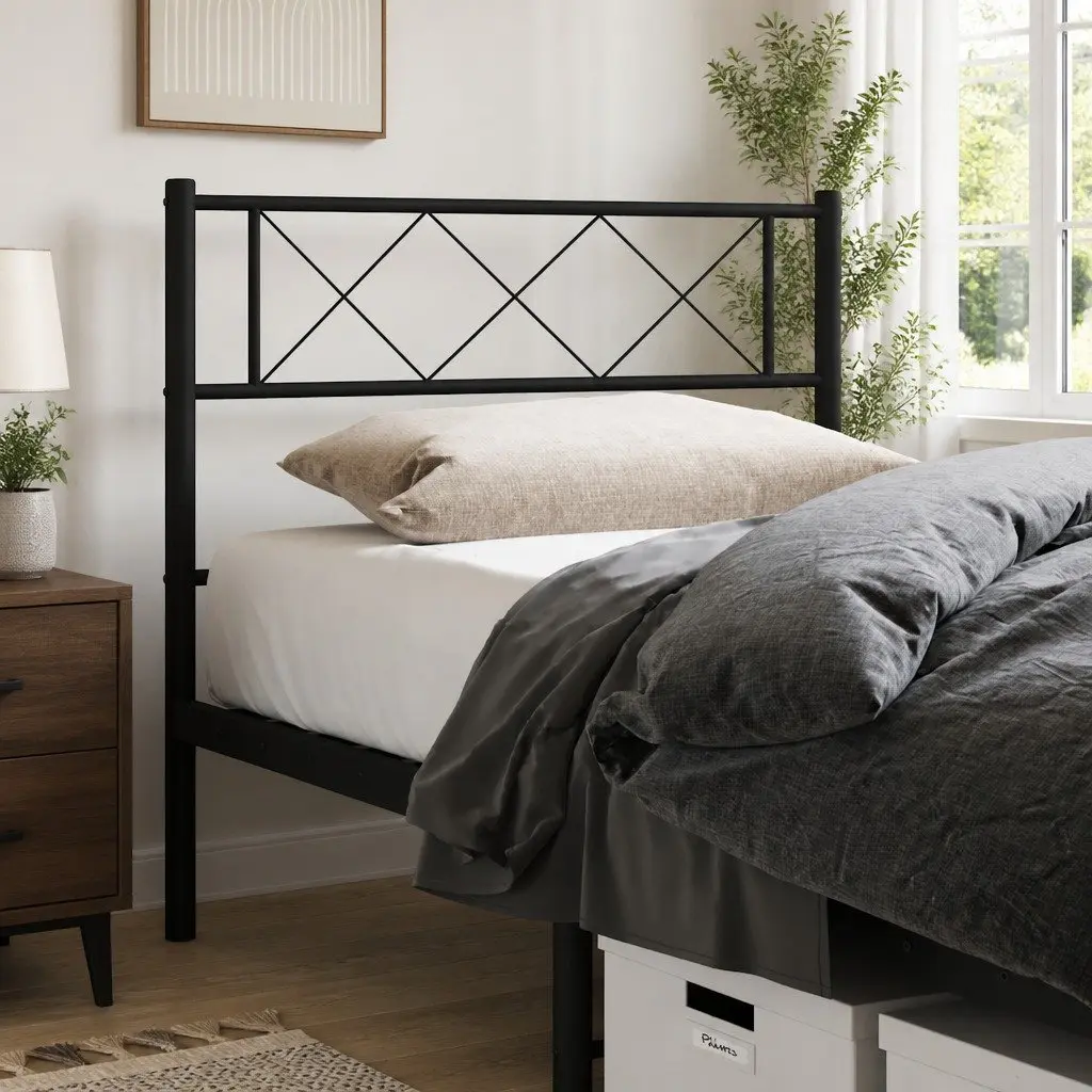 Black Metal Headboard for Bed Frame