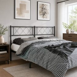 Black Metal Headboard 135cm Powder Coated Steel