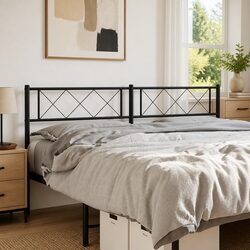 Stylish Black Metal Headboard for 150 cm Bed Frames