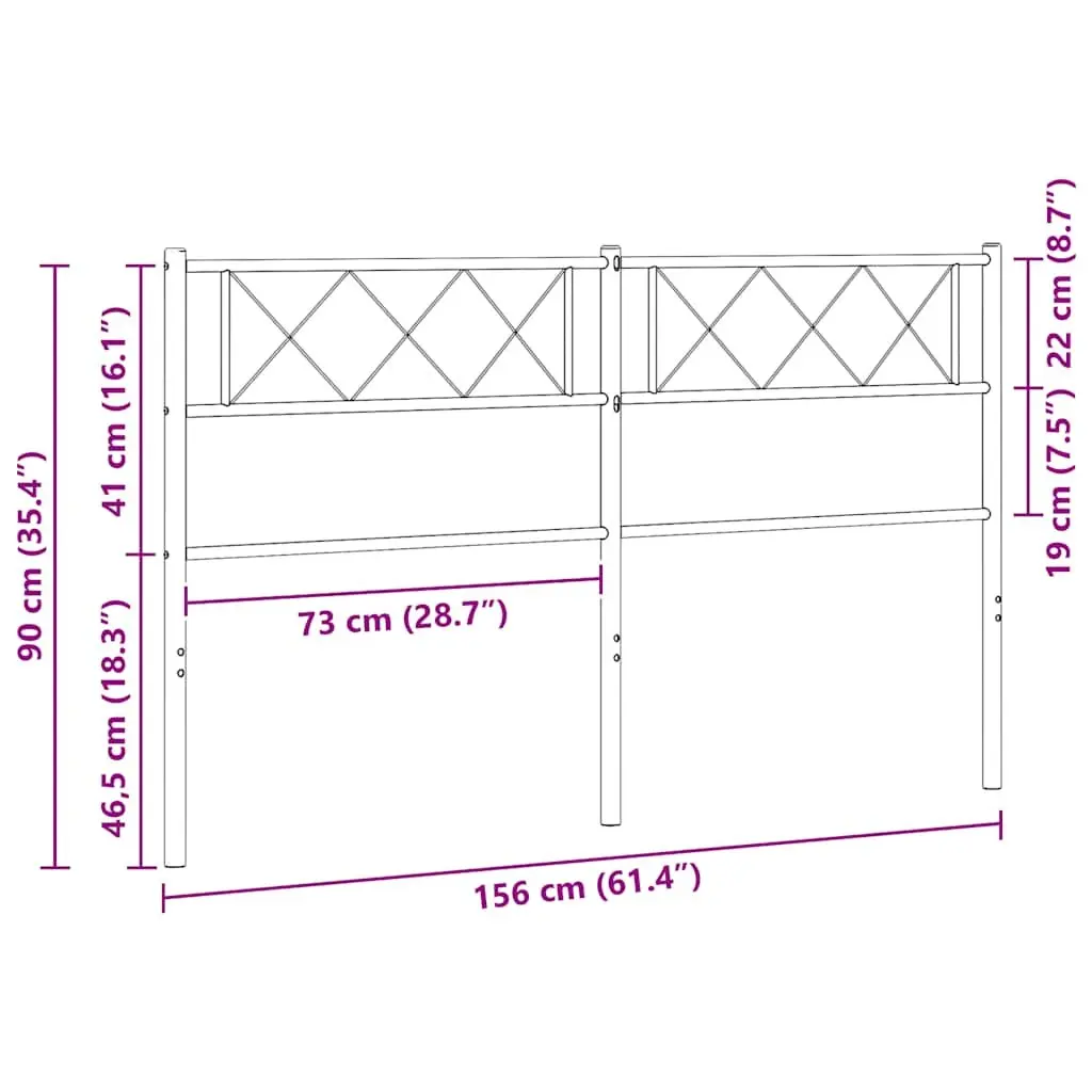 Black Metal Headboard for 150 cm Bed Frames