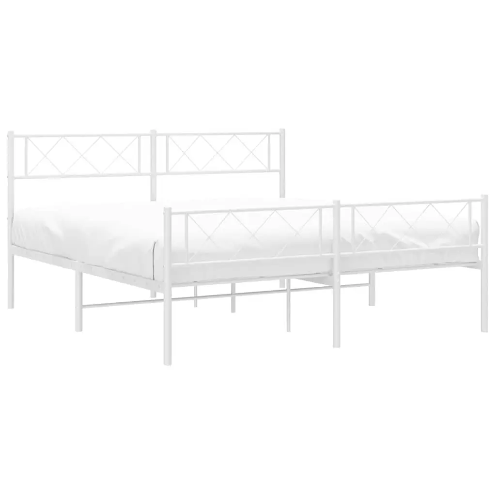 Metal Bed Frame in White 135x190cm