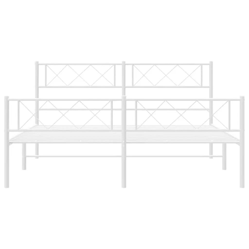 Metal Bed Frame in White 135x190cm