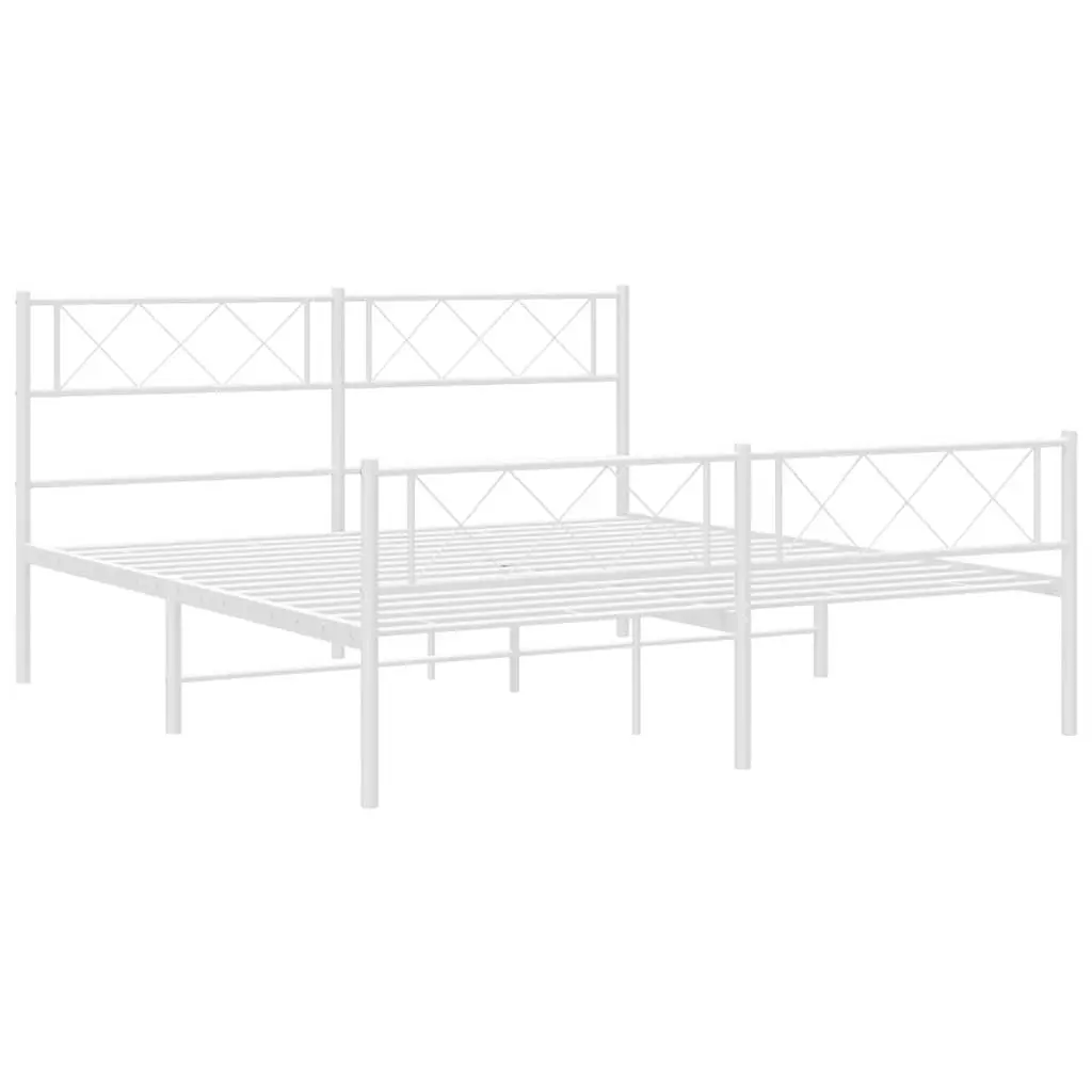 Metal Bed Frame in White 135x190cm