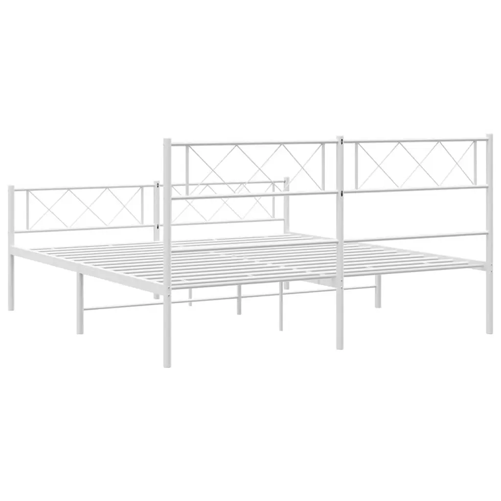 Metal Bed Frame in White 135x190cm