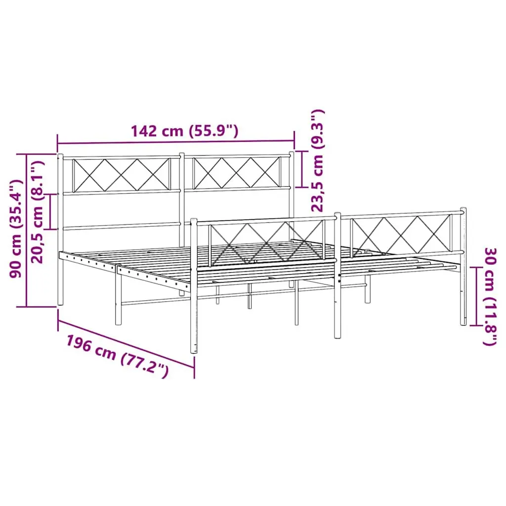 Metal Bed Frame in White 135x190cm