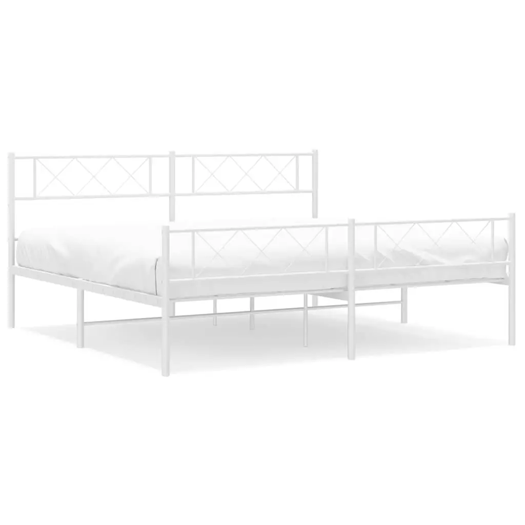 White King Metal Bed Frame 183x203cm with Headboard