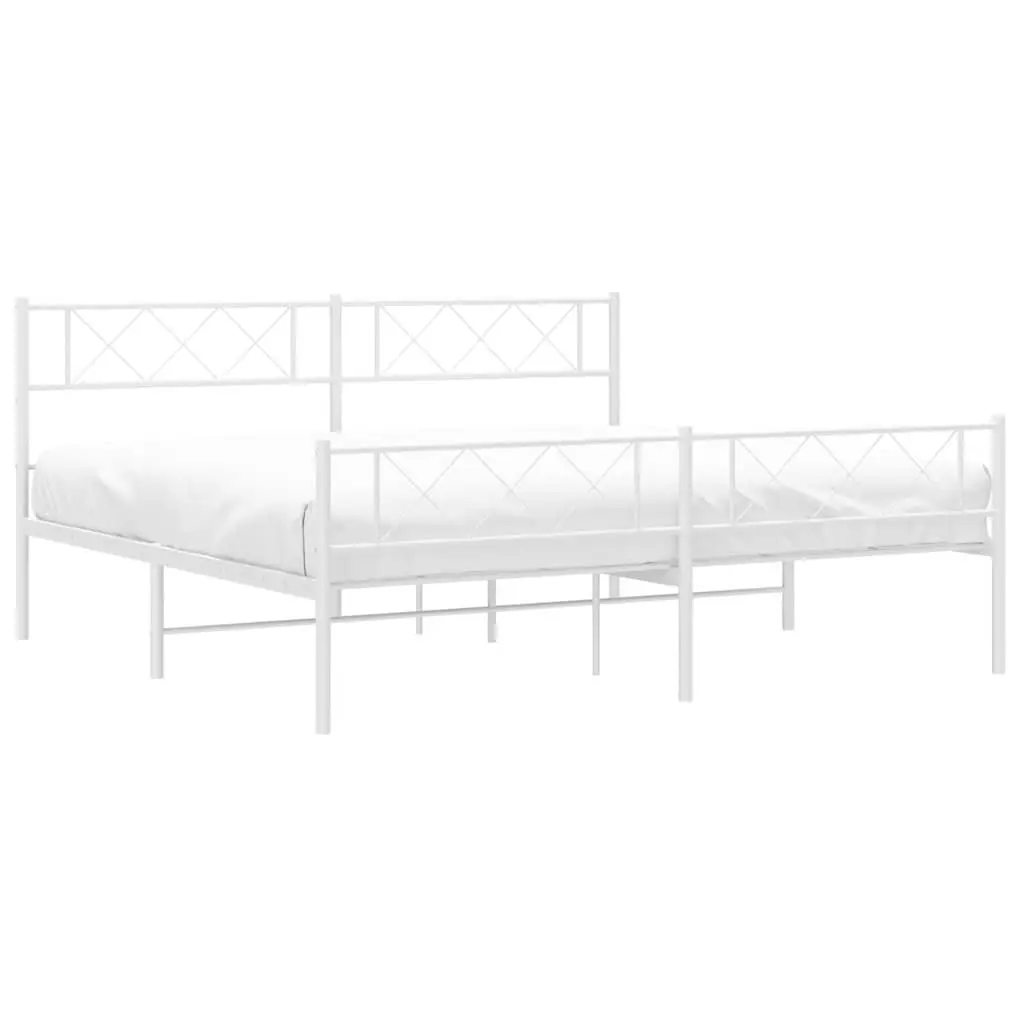 White King Metal Bed Frame 183x203cm with Headboard