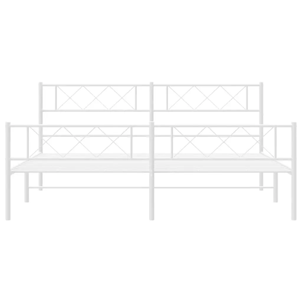 White King Metal Bed Frame 183x203cm with Headboard