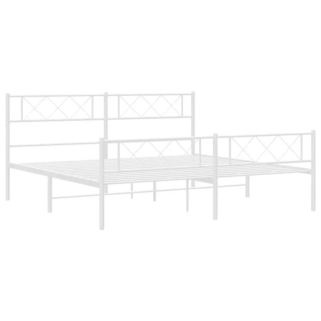 White King Metal Bed Frame 183x203cm with Headboard