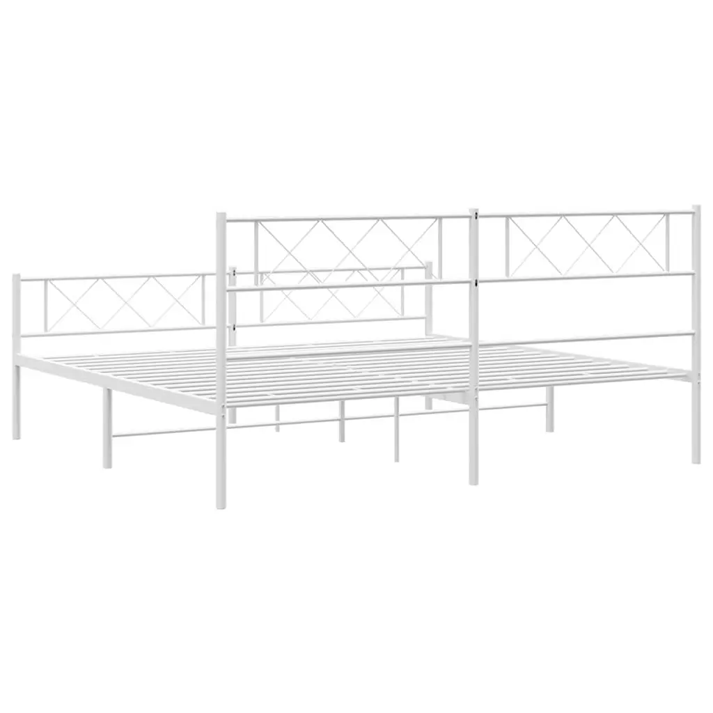 White King Metal Bed Frame 183x203cm with Headboard