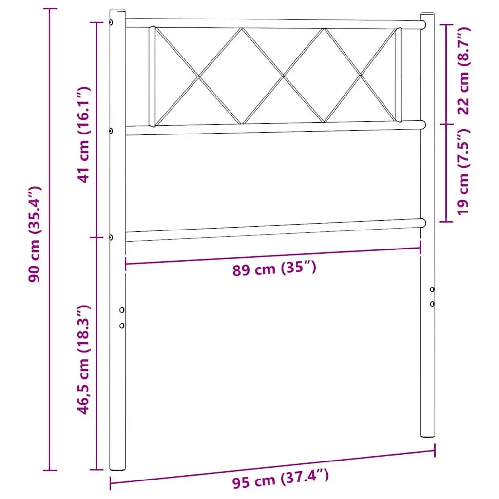 White Metal Headboard 90cm for Bed Frames