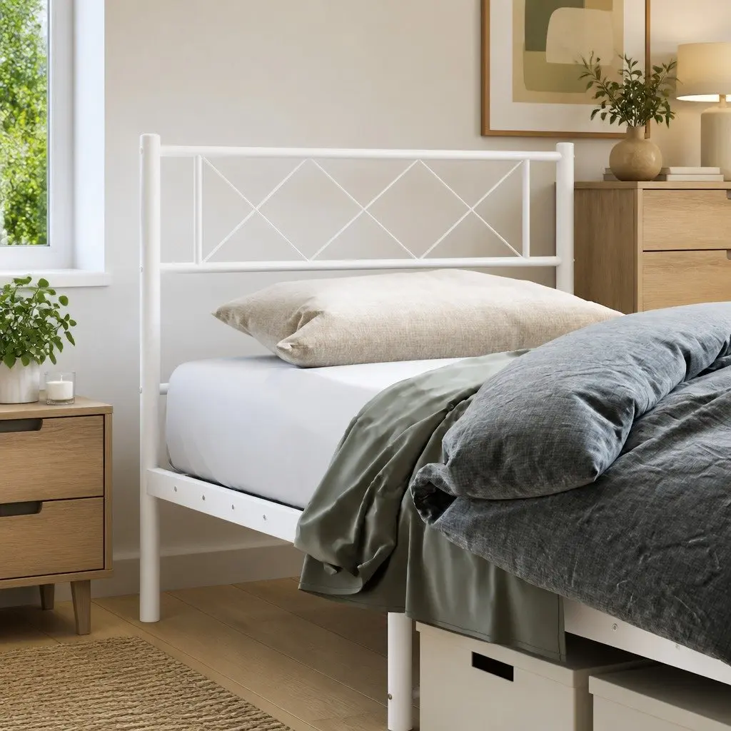 White Metal Headboard for Bedroom Bed Frame