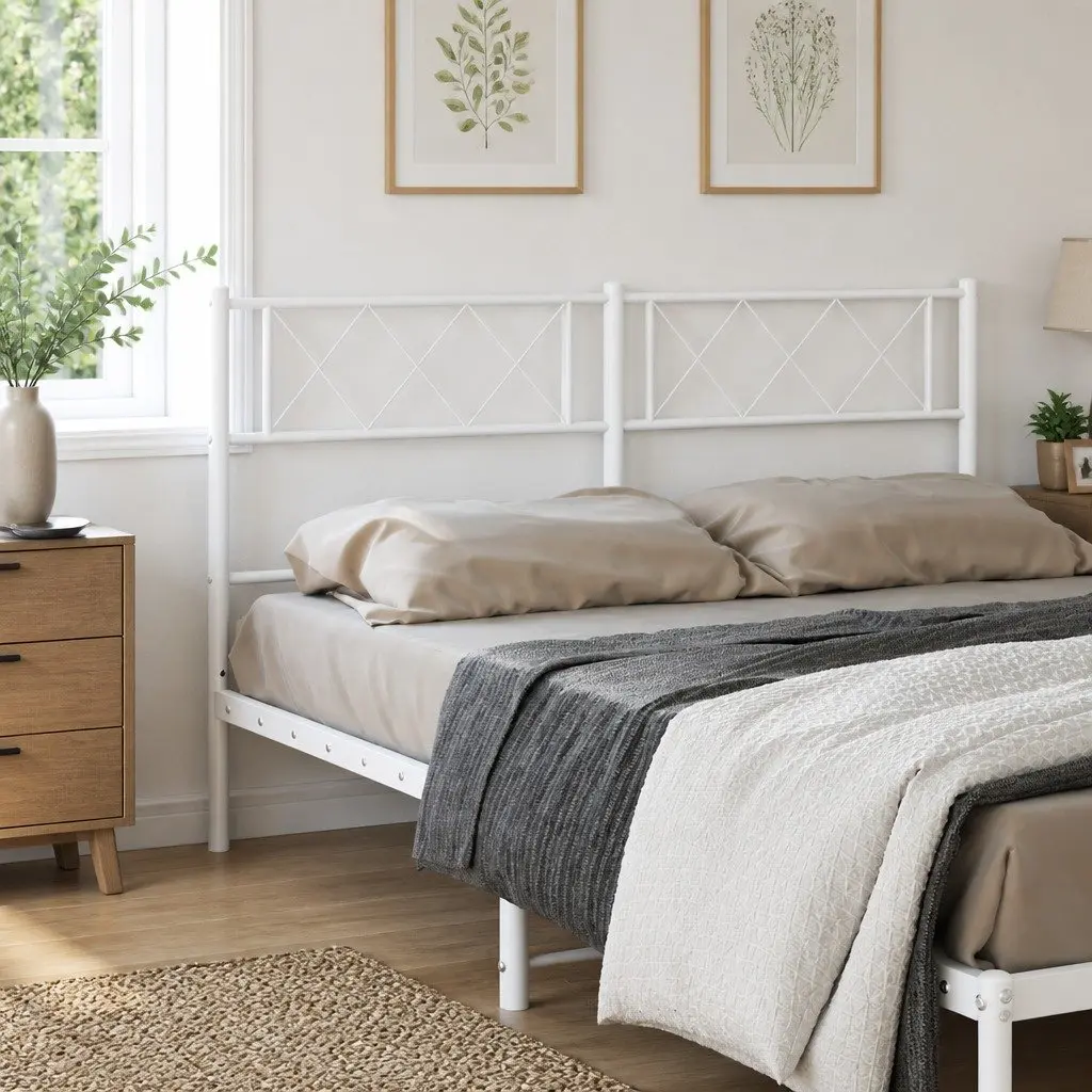 White Metal Headboard 135 cm for Bedrooms