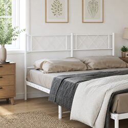 Durable White Metal Headboard 135 cm for Bedrooms