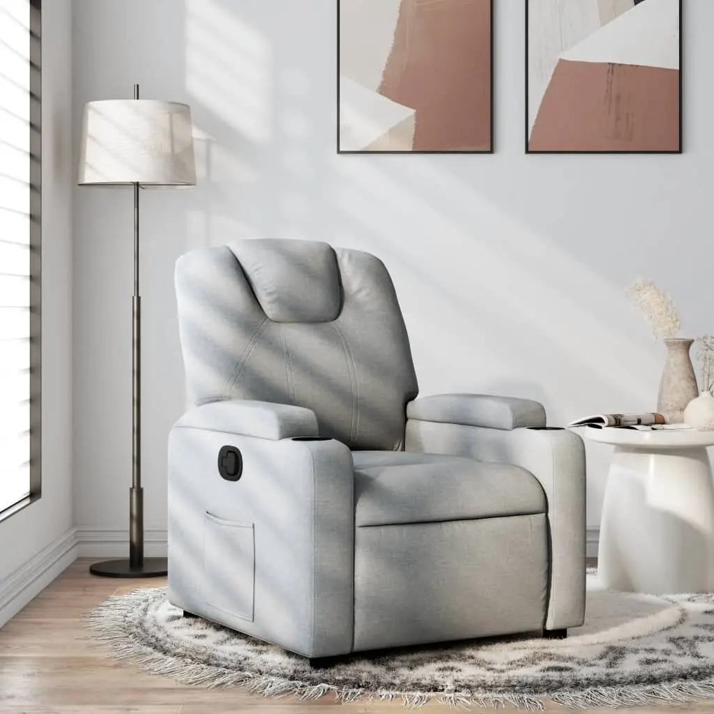 Recliner Chair Fabric Grey Manual Reclining Armchair