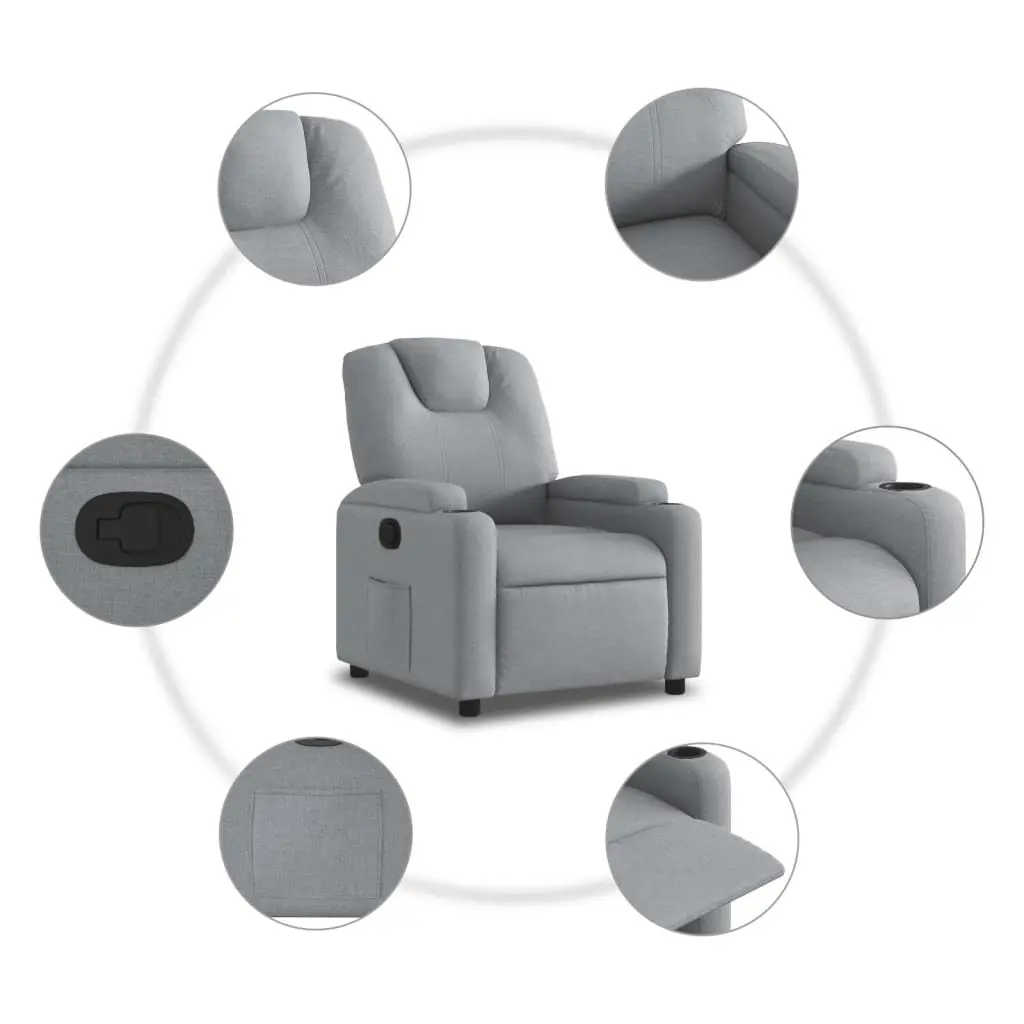 Recliner Chair Fabric Grey Manual Reclining Armchair