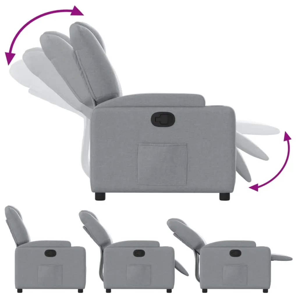 Recliner Chair Fabric Grey Manual Reclining Armchair